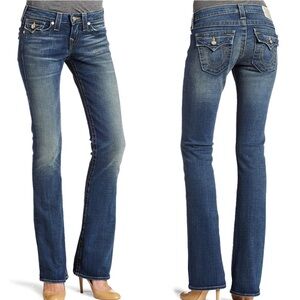 True Religion ‘Jodie’ Skinny Jeans ~ in Blue Wash w/ Bling Crystal Buttons ~ 28